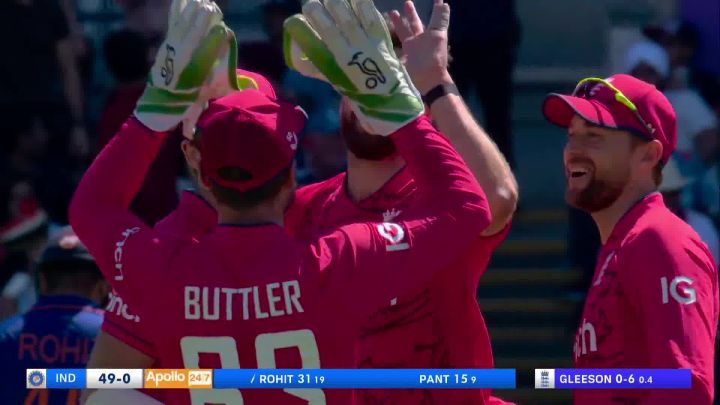 Wicket! Buttler's Flying Catch Packs Rohit