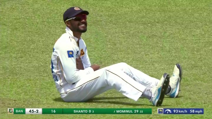 Wicket! Dhananjaya Holds Onto A Superb Diving Catch, Mominul Departs