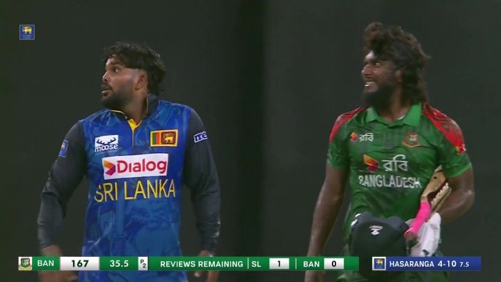 Wicket! Hasaranga Bags His Fourth, Wraps Up The Bangladesh Innings At 167 Runs