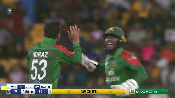 Wicket! Mehidy Ends The Drought With Hasaranga's Gift