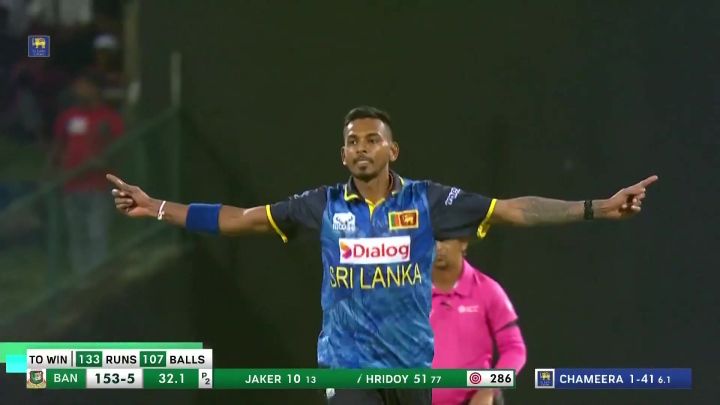 Wicket! Chameera's World Class Delivery Ends Hridoy's Gritty Knock