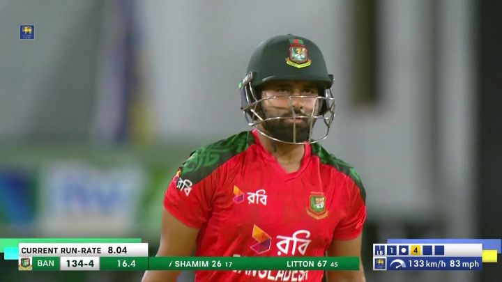 Six! Hossain Launches It Over Long-Off For A Maximum