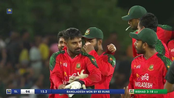 Wicket! Rishad Wraps Up The Sri Lanka Innings At 94 Runs